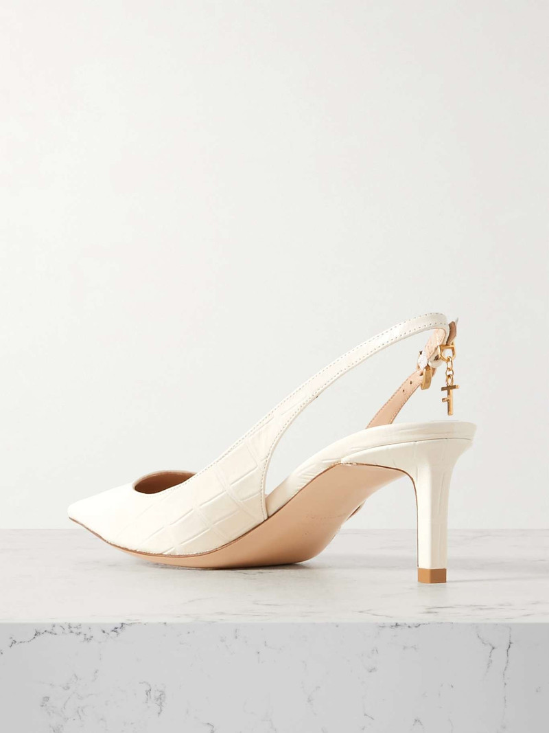 Angelina logo-embellished croc-effect leather slingback pumps 3