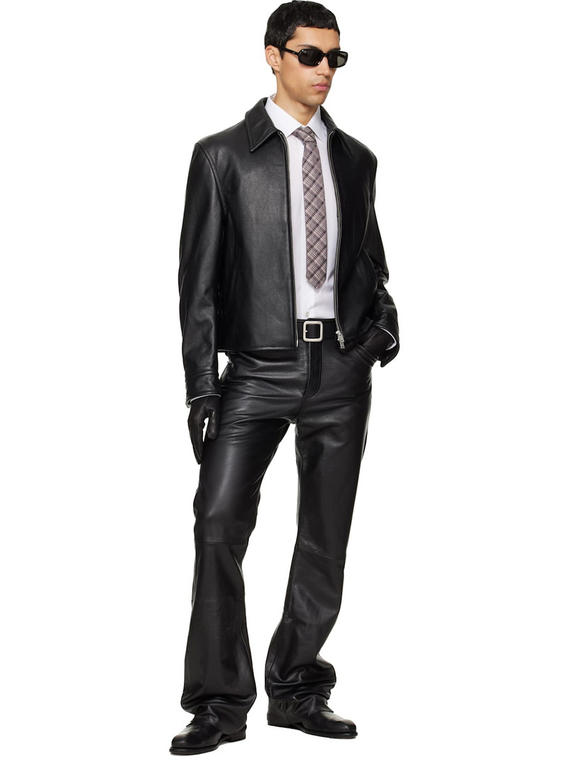 Tonywack Black Buckle Zip Cow Leather Jacket outlook