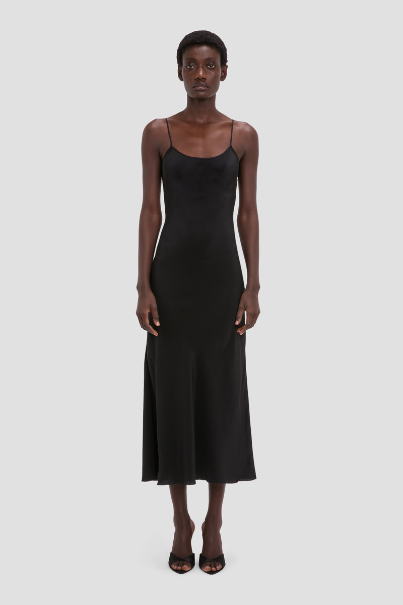 Victoria Beckham Cami Midi Dress In Black outlook