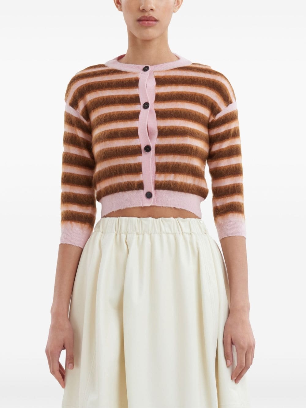 striped brushed wool cardigan - 3