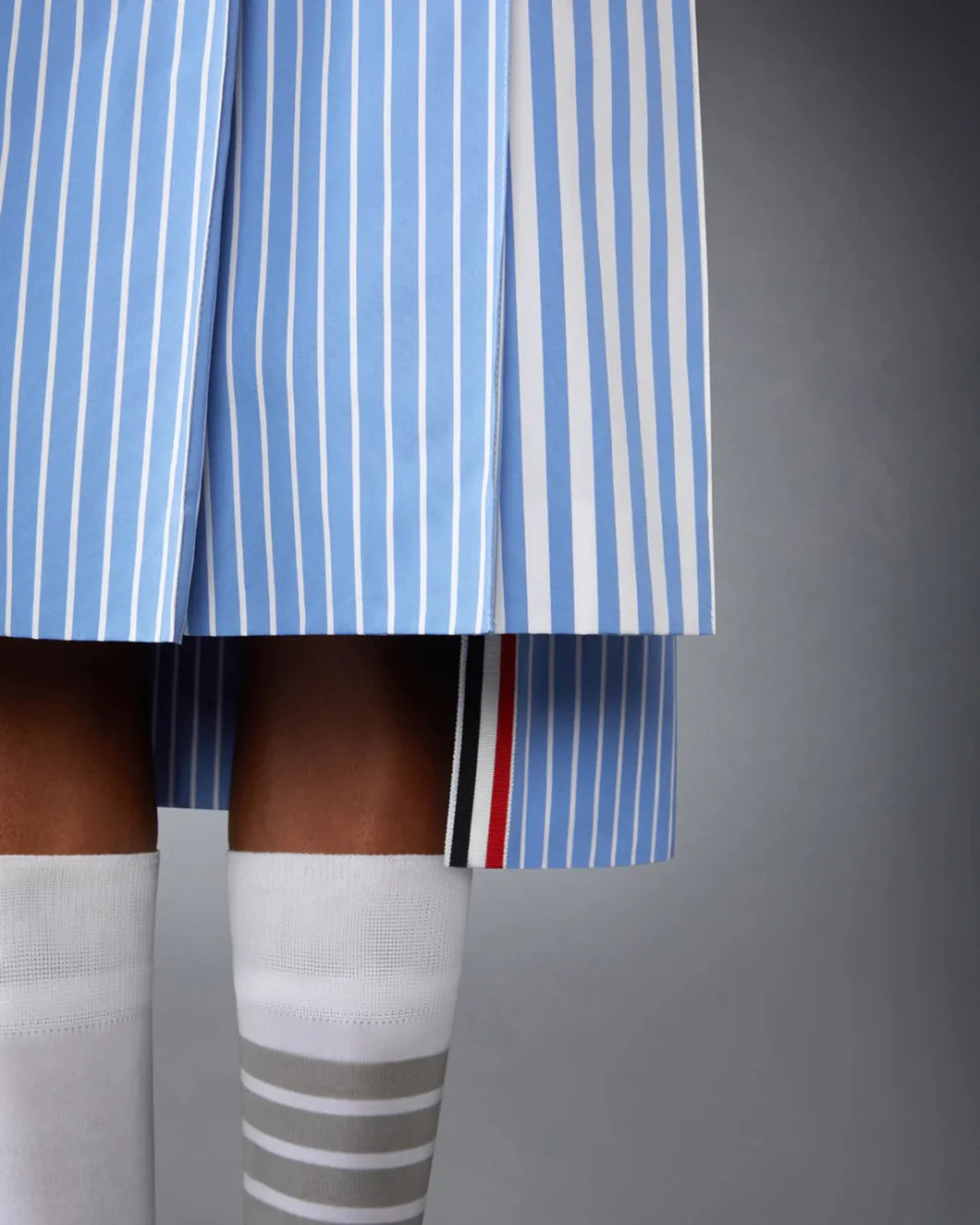 AWNING STRIPED POPLIN FUNMIX PLEATED SKIRT - 4