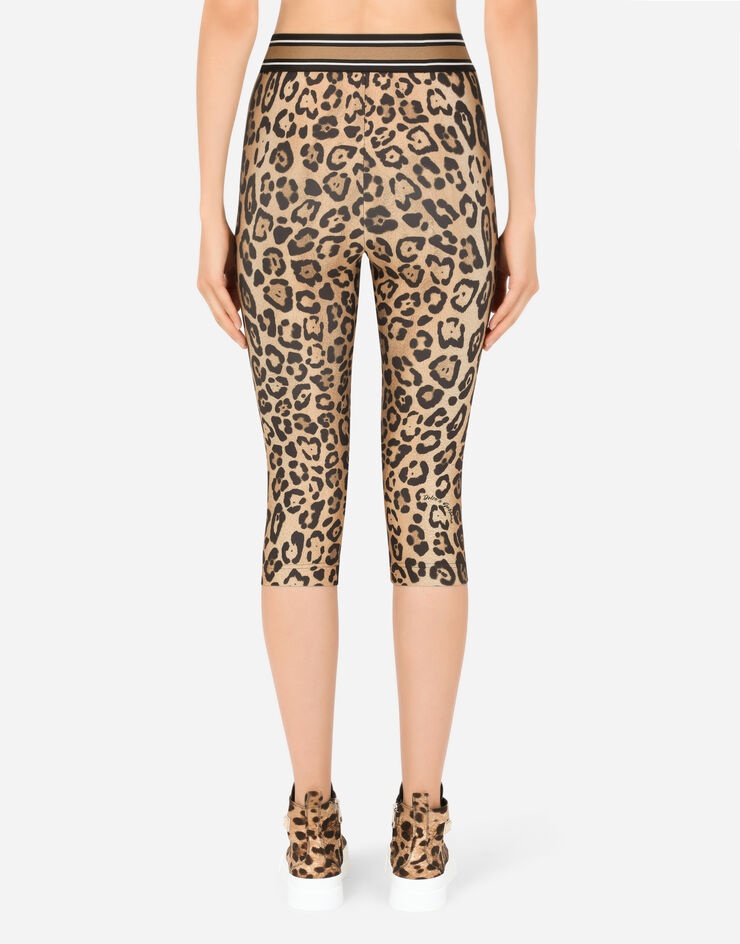 Leopard-print spandex/jersey cycling shorts - 2