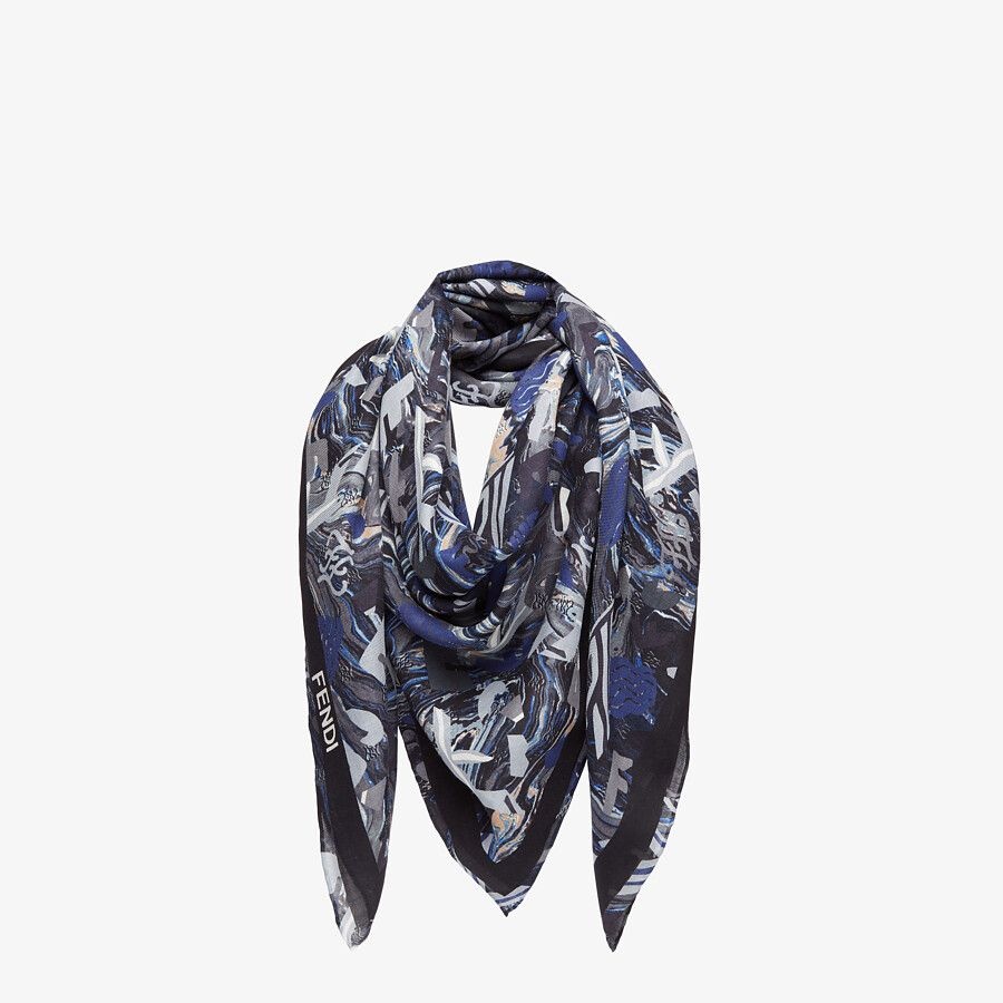 Gray wool and silk scarf - 2