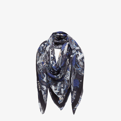FENDI Gray wool and silk scarf outlook