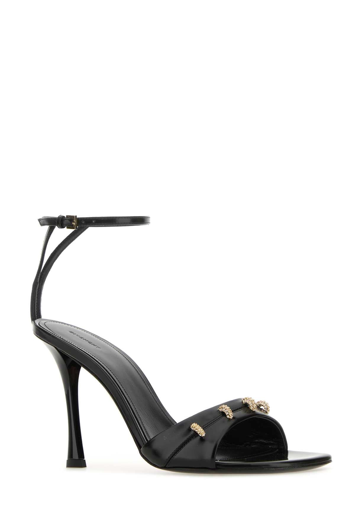 Givenchy Women Black Leather Stitch Sandals - 2