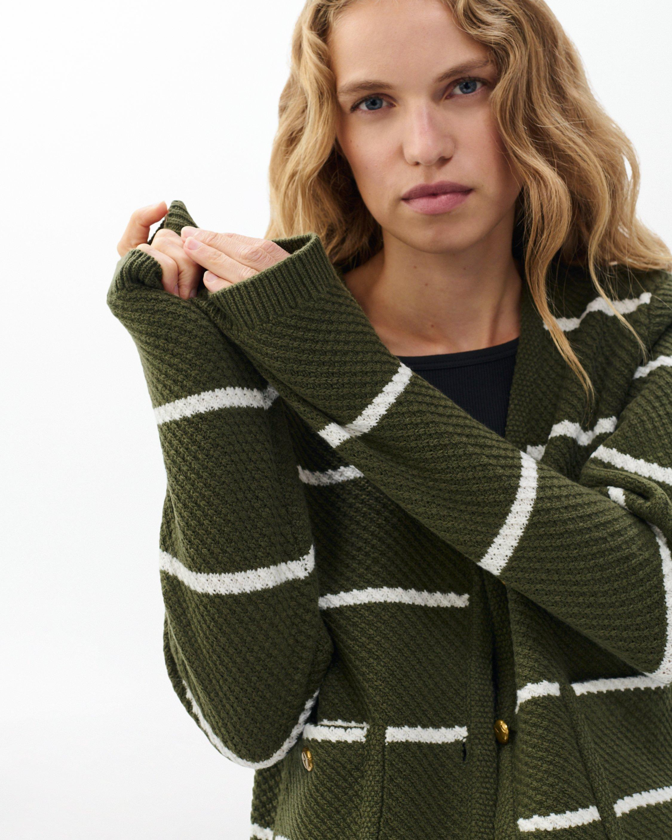 Peggy Striped Wool V-Neck Cardigan - 4