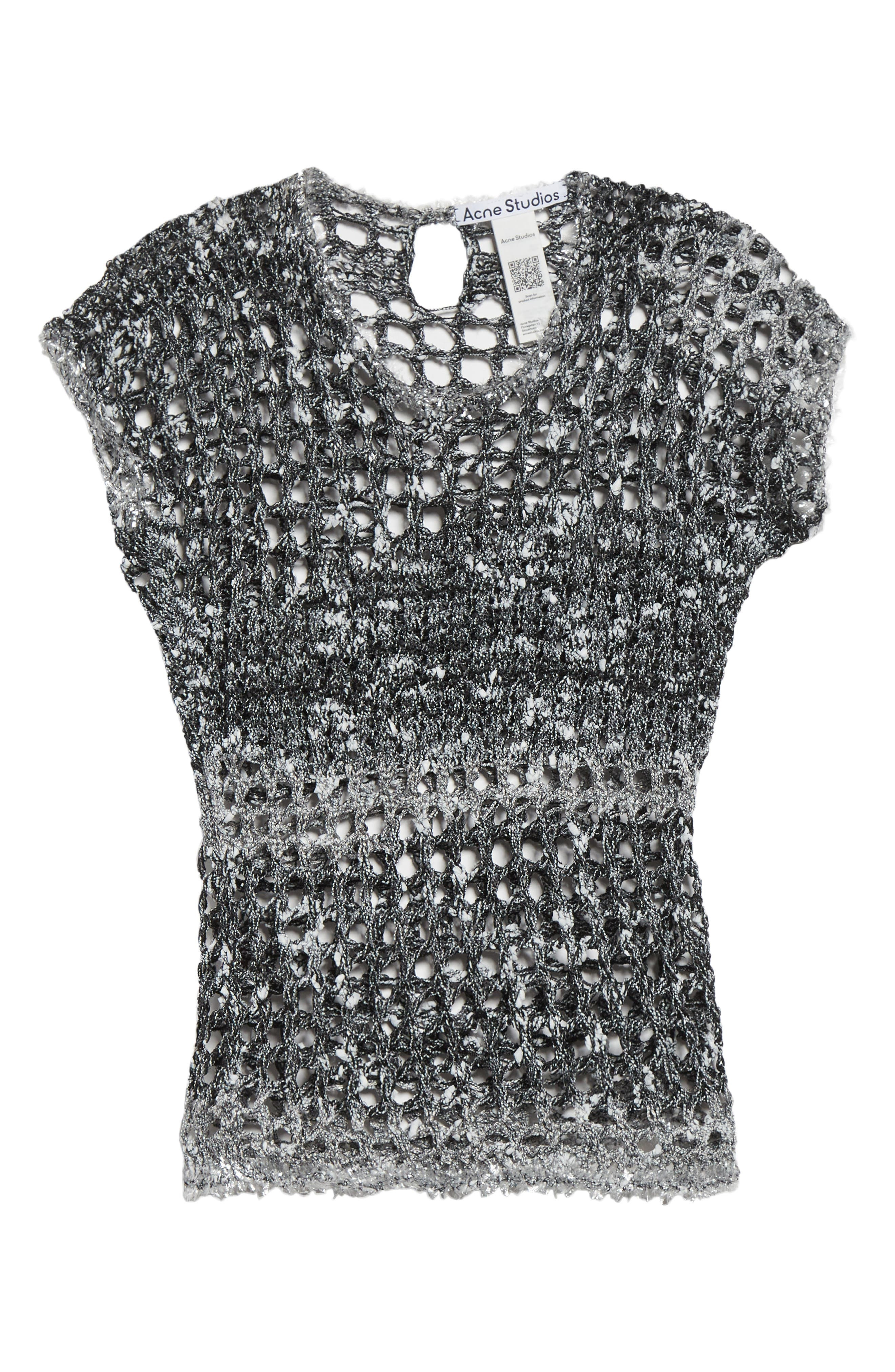 Acne Studios Crochet Crop T-Shirt in Black at Nordstrom - 6