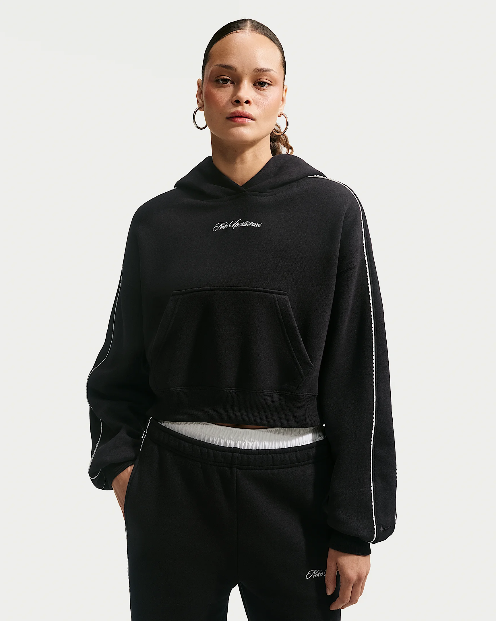 Nike Studio Fleece Medium Weight "Graphic Pack" Women's Cropped Pullover Hoodie - 1