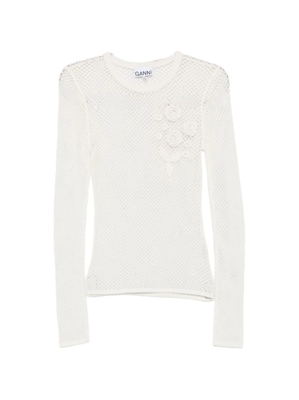 mesh pointelle long-sleeve T-shirt - 1