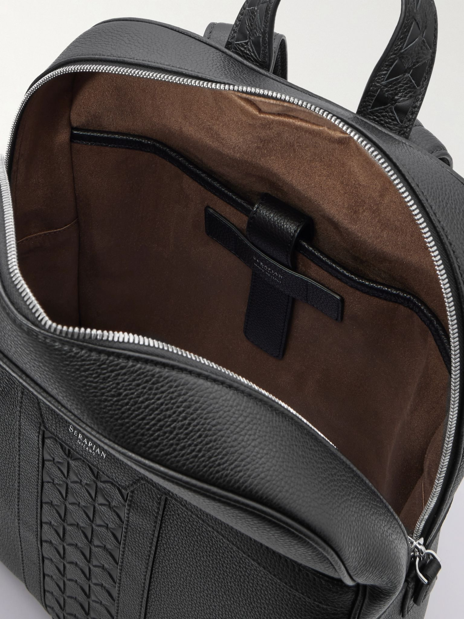 Full-Grain Leather Backpack Black - 5