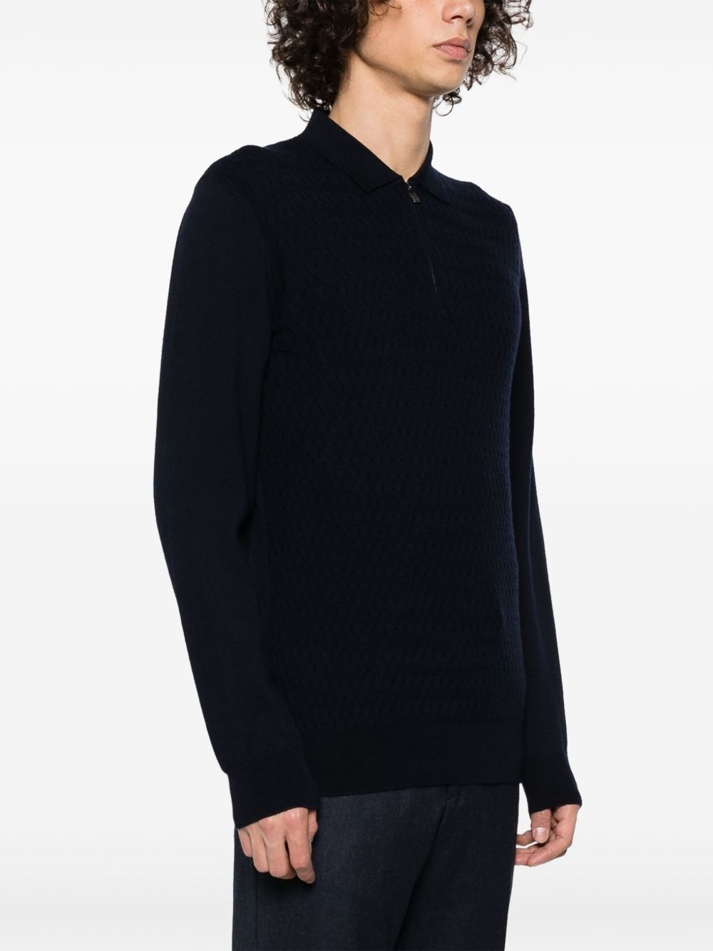 long-sleeved virgin wool polo shirt - 3