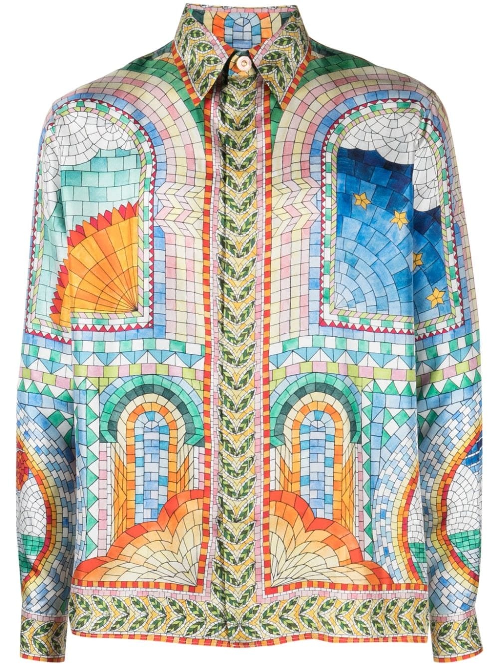Mosaic De Damas-print silk shirt - 1