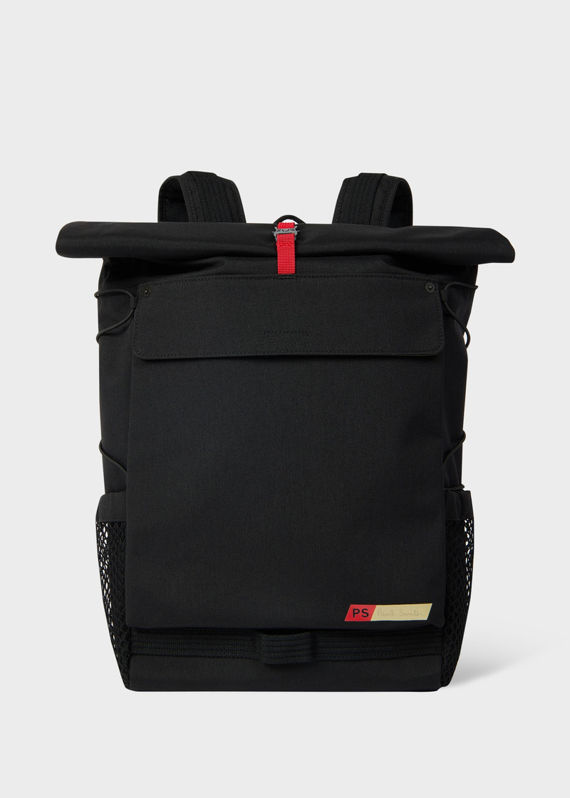 Black Nylon Utilitarian Roll-Top Backpack 1