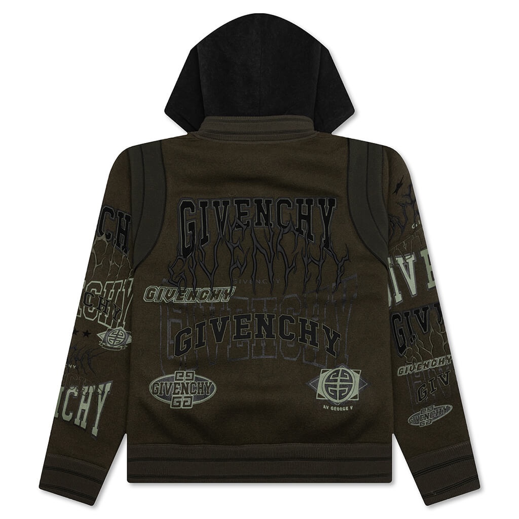 HOODED VARSITY JACKET - MILITARY GREEN - 2