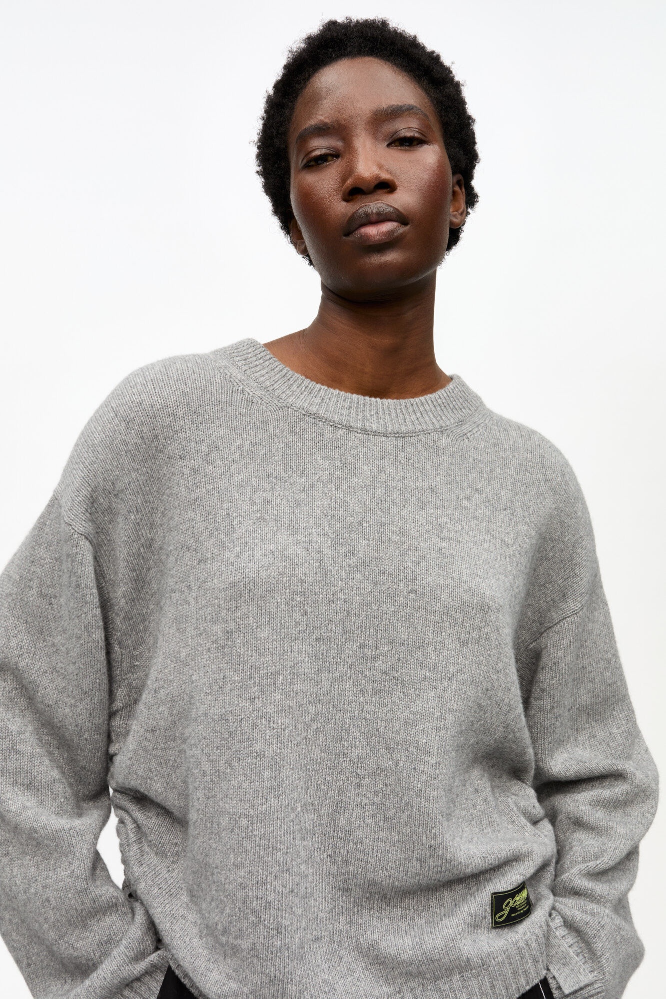 GREY FUTURE MIXED WOOL OVERSIZED SWEATER - 5