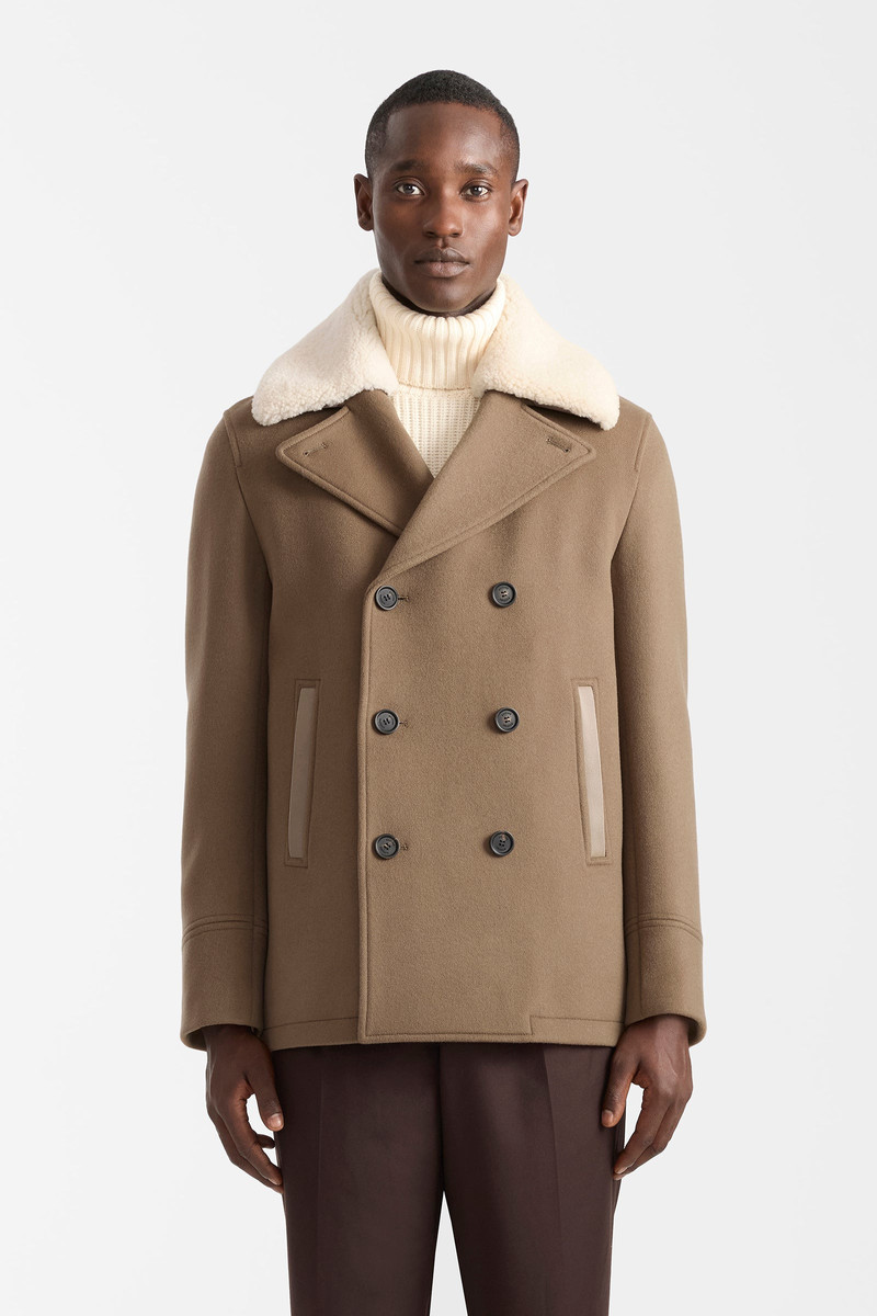 COLE-Z wool double-breasted jacket with shearling collar 5