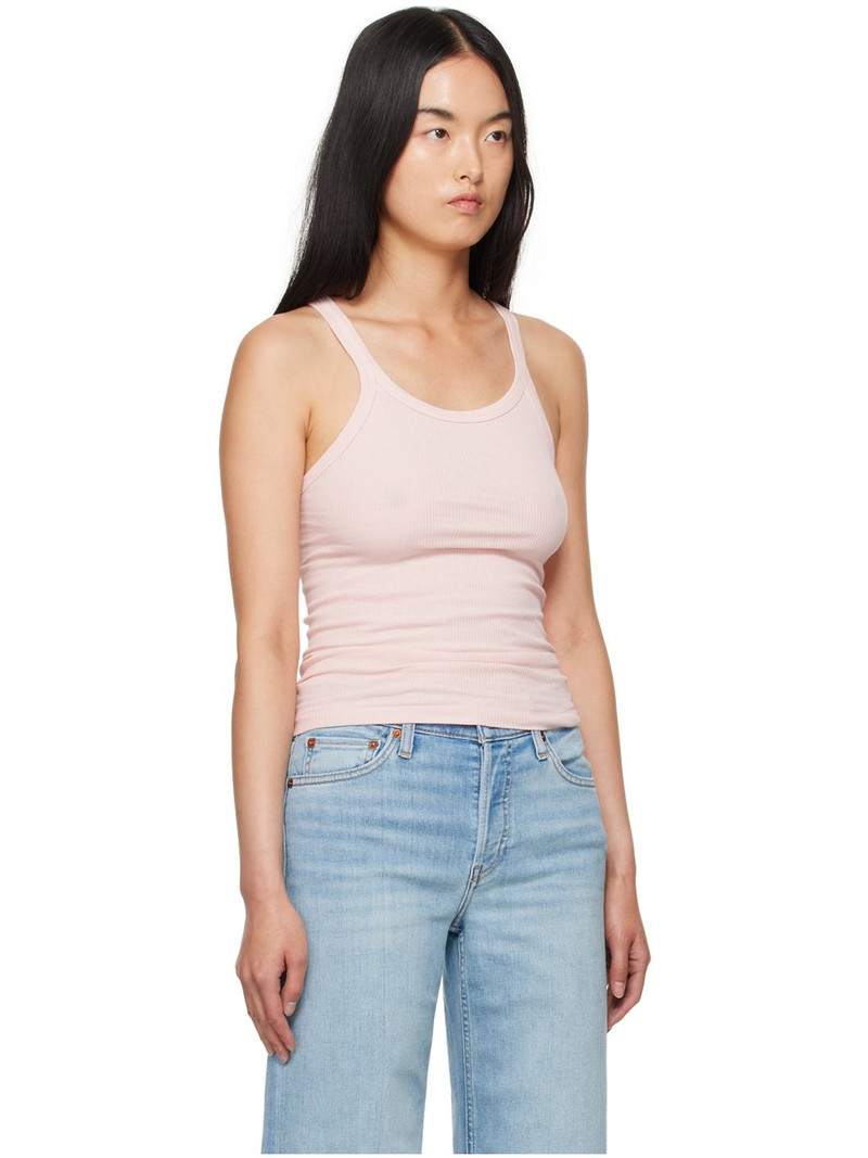RE/DONE Pink Hanes Edition Ribbed Tank Top outlook