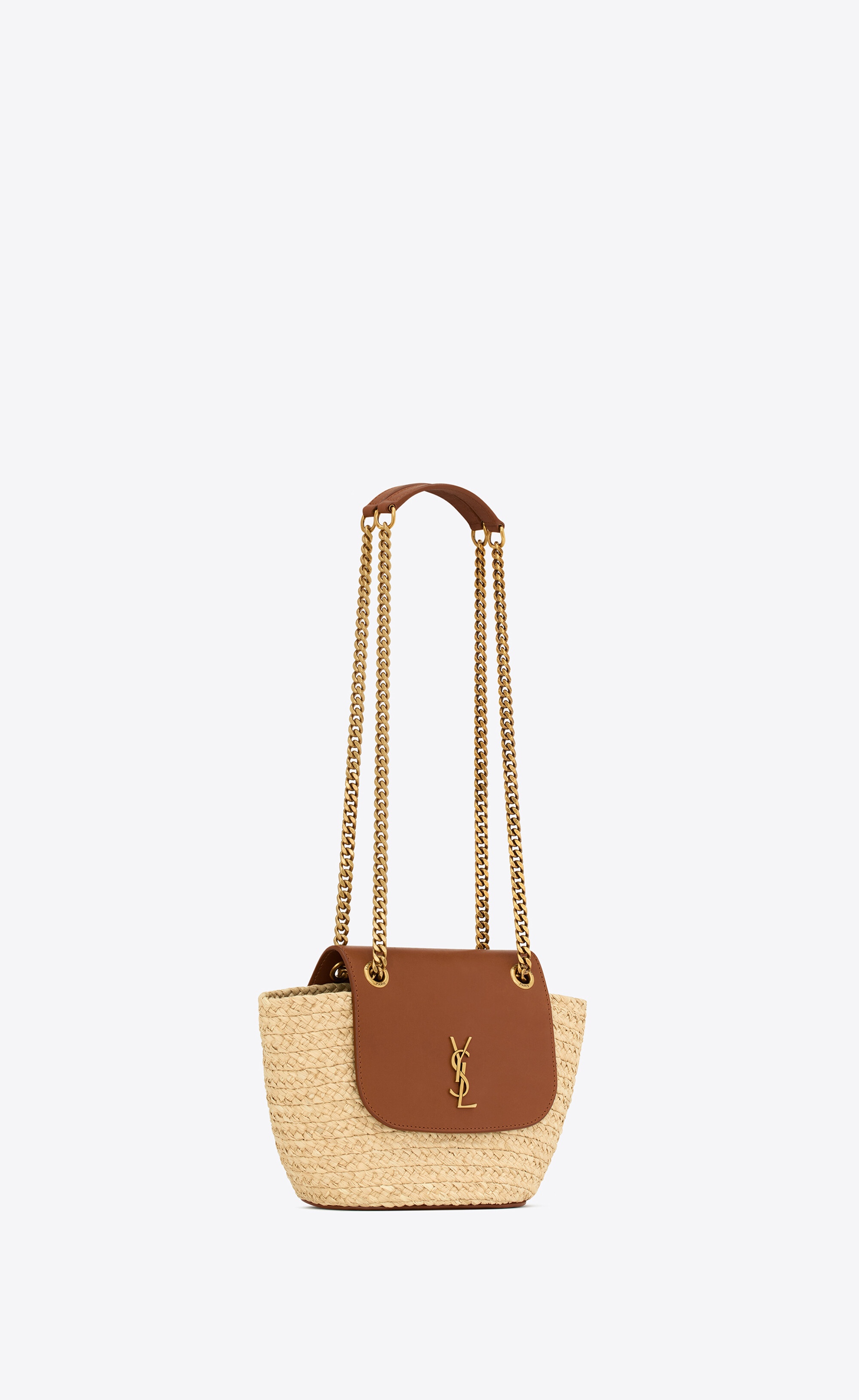 mini manon in raffia and aged vegetable-tanned leather - 6