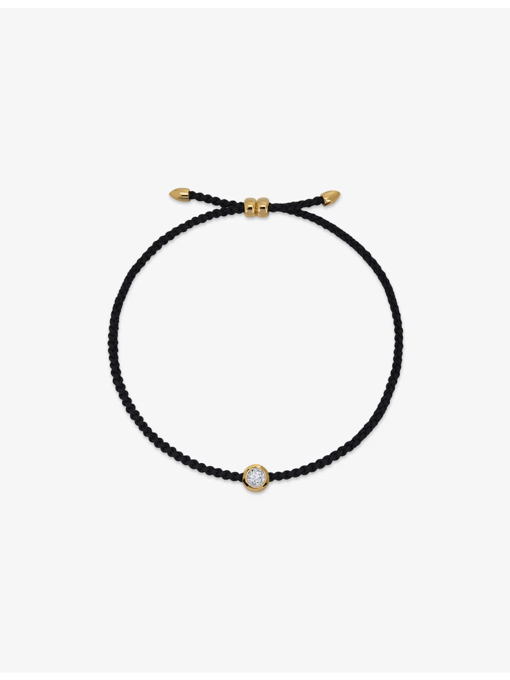 Round Solitaire 18ct Yellow Gold Vermeil And 0.06ct Lab Grown Diamond Cord Bracelet - 1
