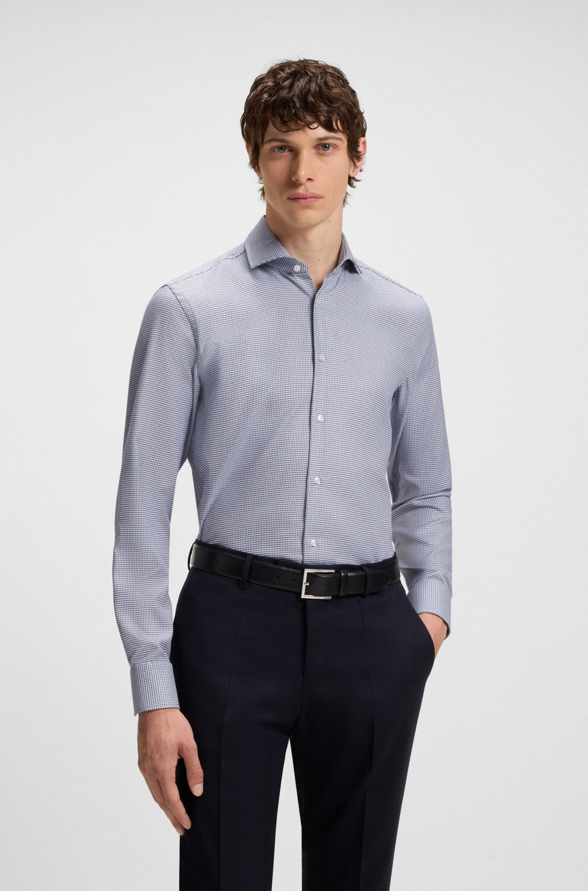 SLIM-FIT SHIRT IN STRUCTURED COTTON - 2