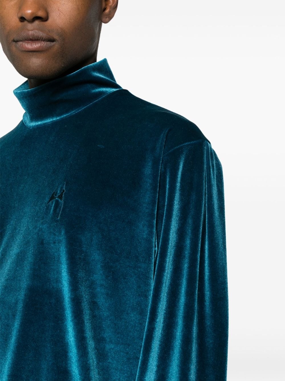 high-neck velvet jumper - 5