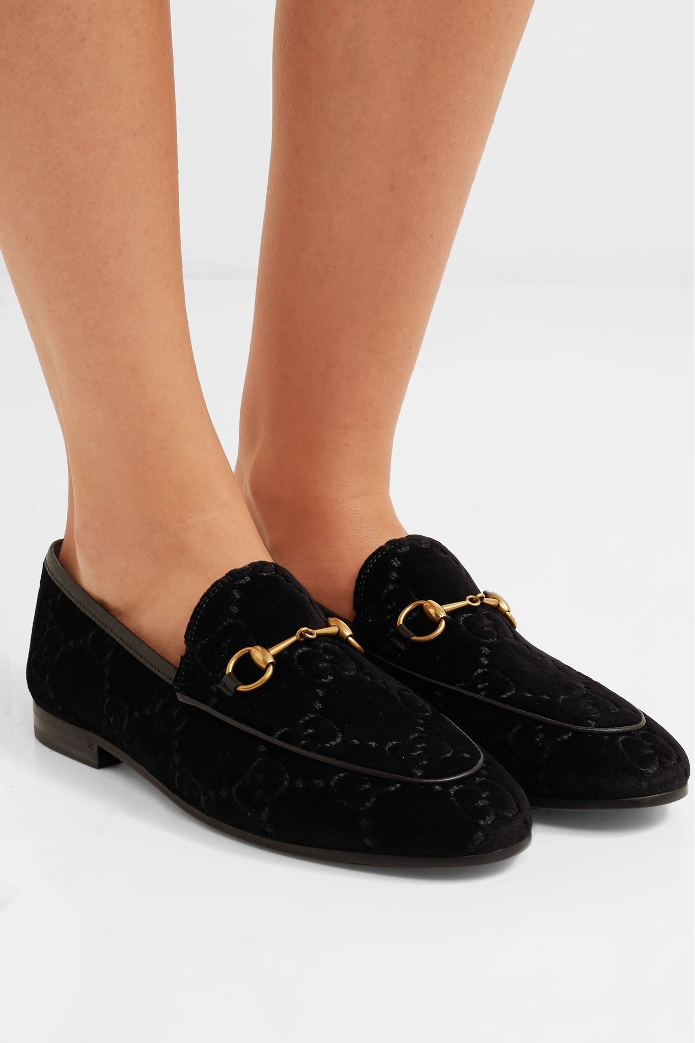 Jordaan horsebit-detailed leather-trimmed logo-jacquard loafers - 2