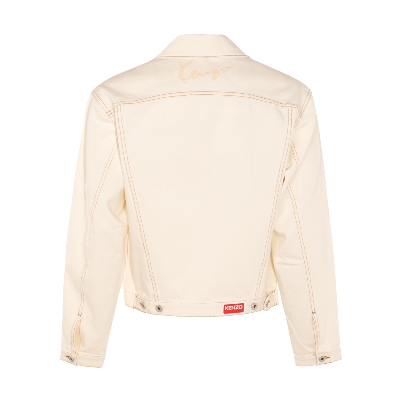 cream cotton denim jacket - 2