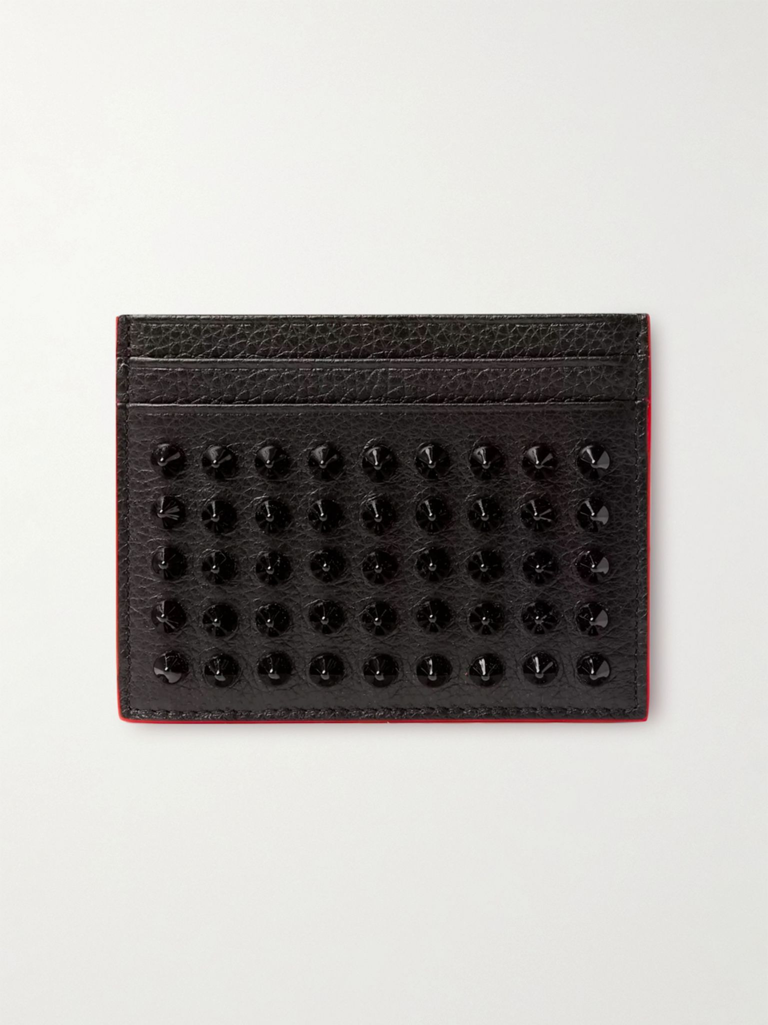 Studded Full-Grain Leather Cardholder Black - 1