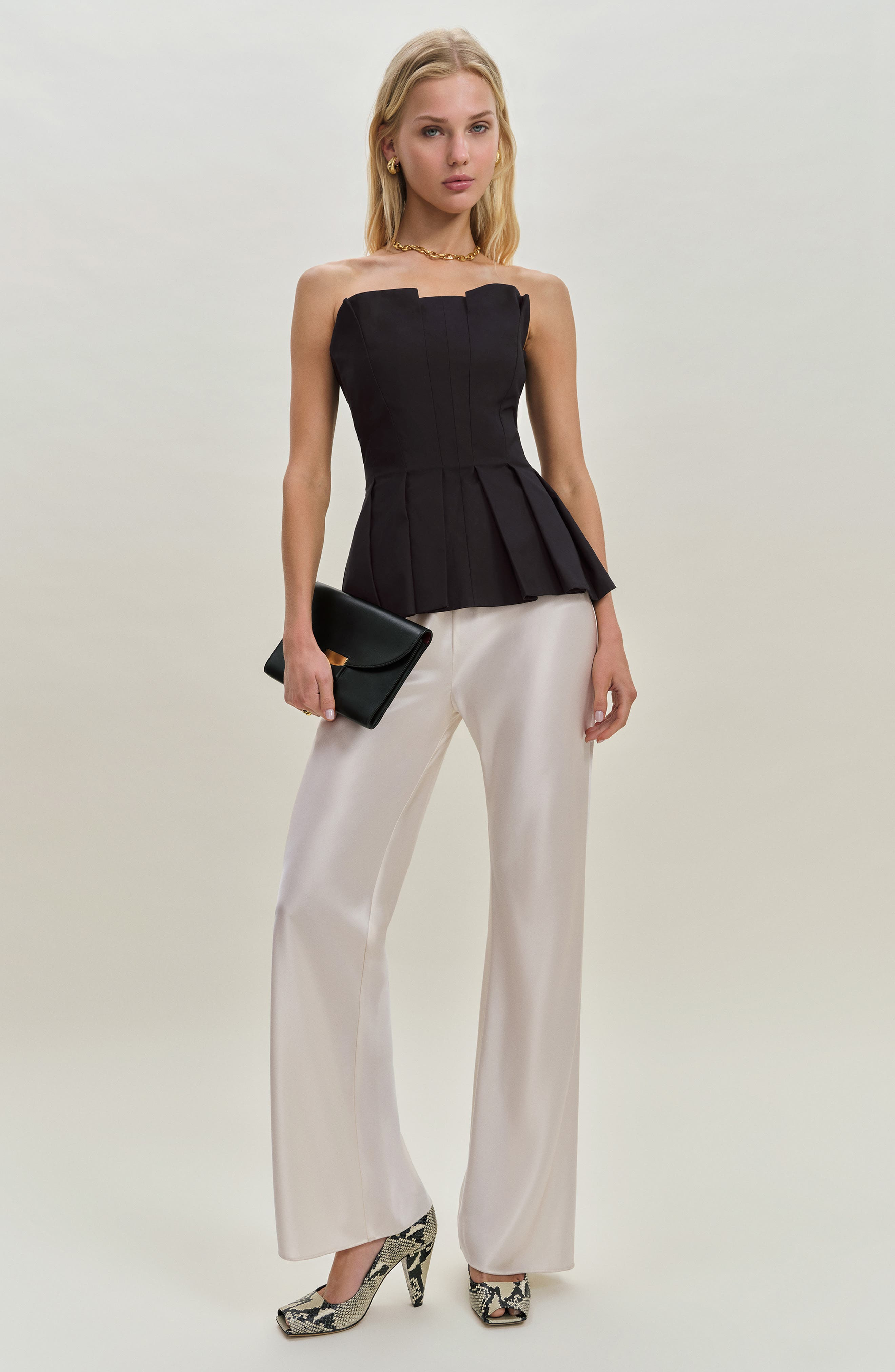 Reformation Ashlyn Pleated Peplum Strapless Top in Black at Nordstrom - 7