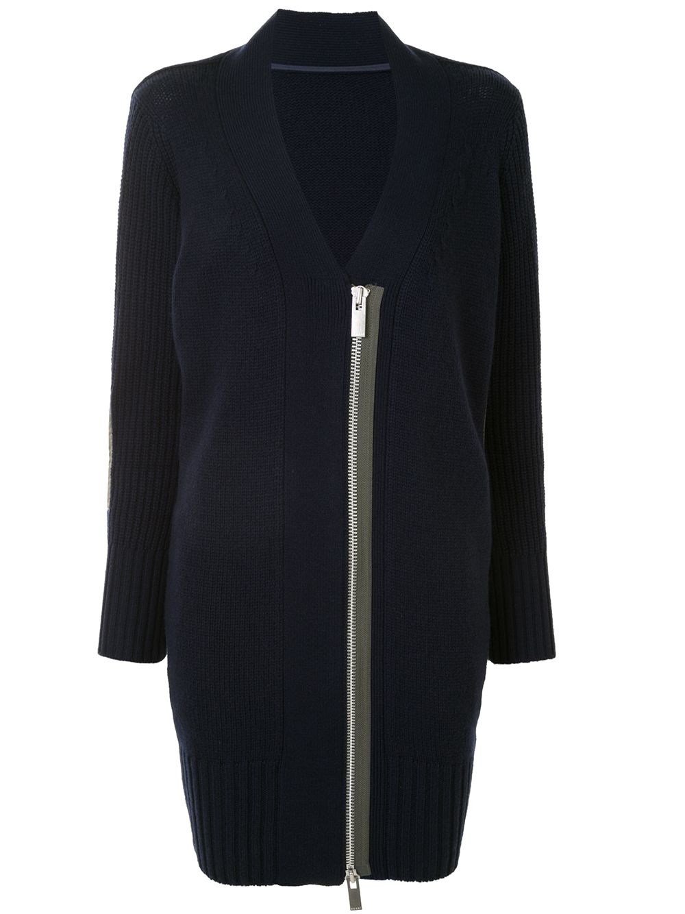 zipped contrast panel cardigan - 1