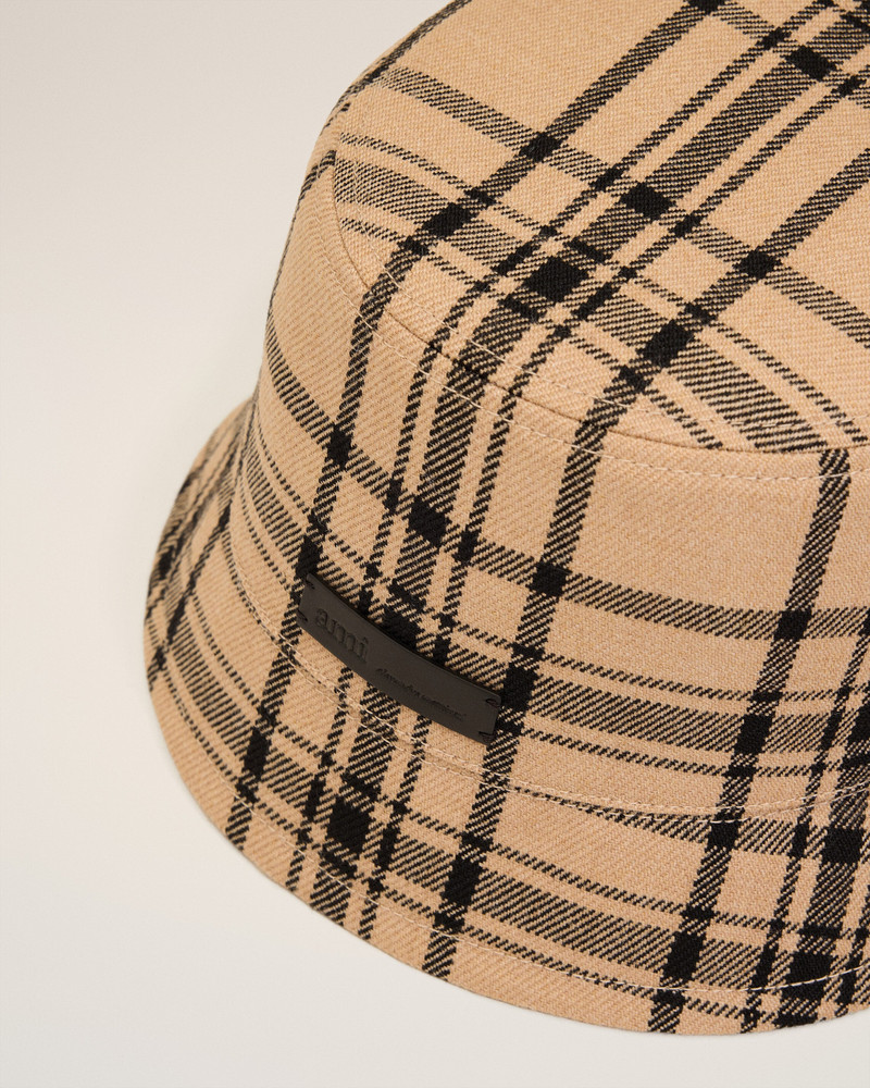 BROWN WOOL CHECKED BUCKET HAT 10