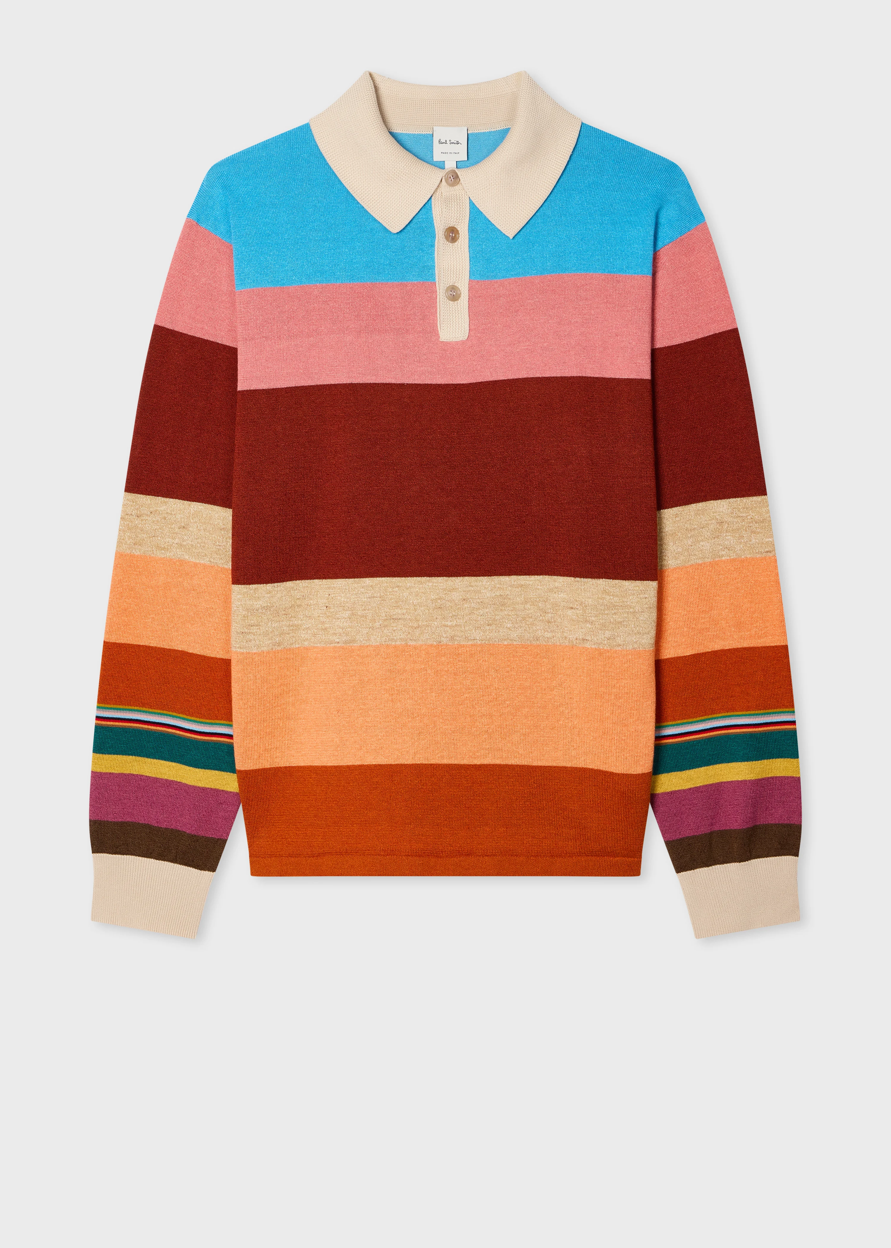 Cotton-Linen Bold Stripe Rugby Top - 1