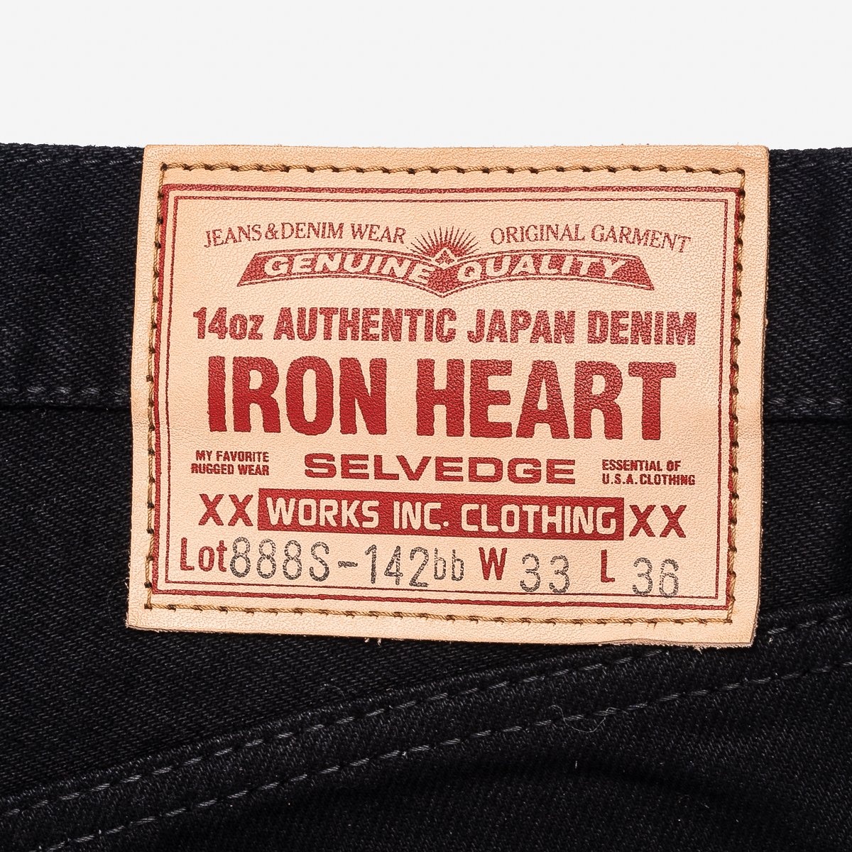 IH-888S-142bb 14oz Selvedge Denim Medium/High Rise Tapered Cut Jeans - Black/Black - 9