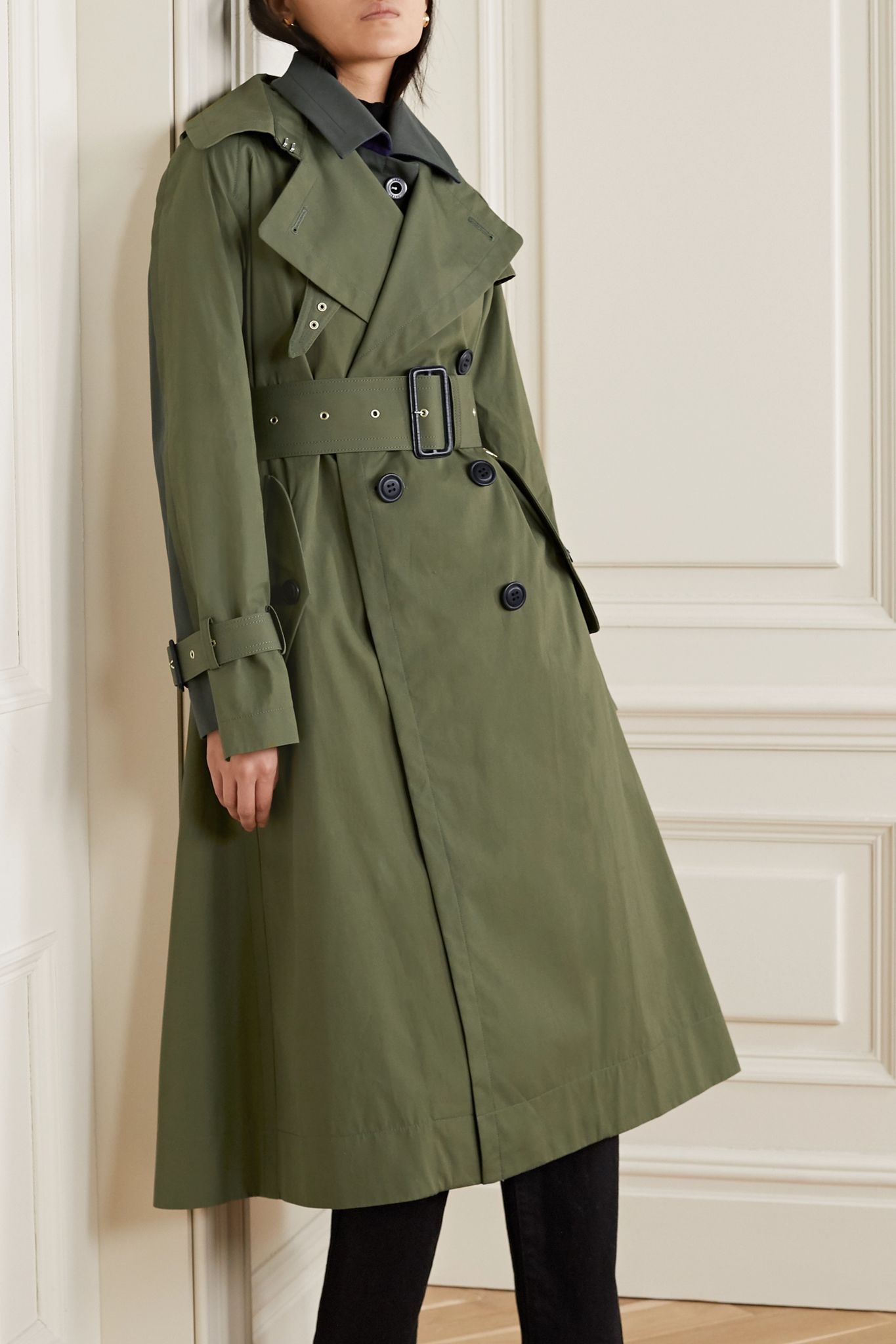 Paneled cotton-gabardine and wool-blend trench coat - 3