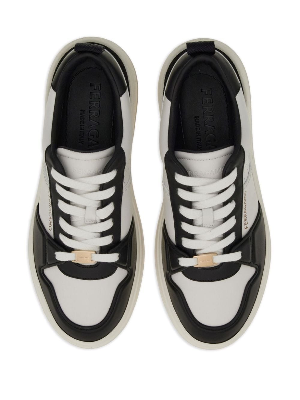 two-tone leather sneakers - 4