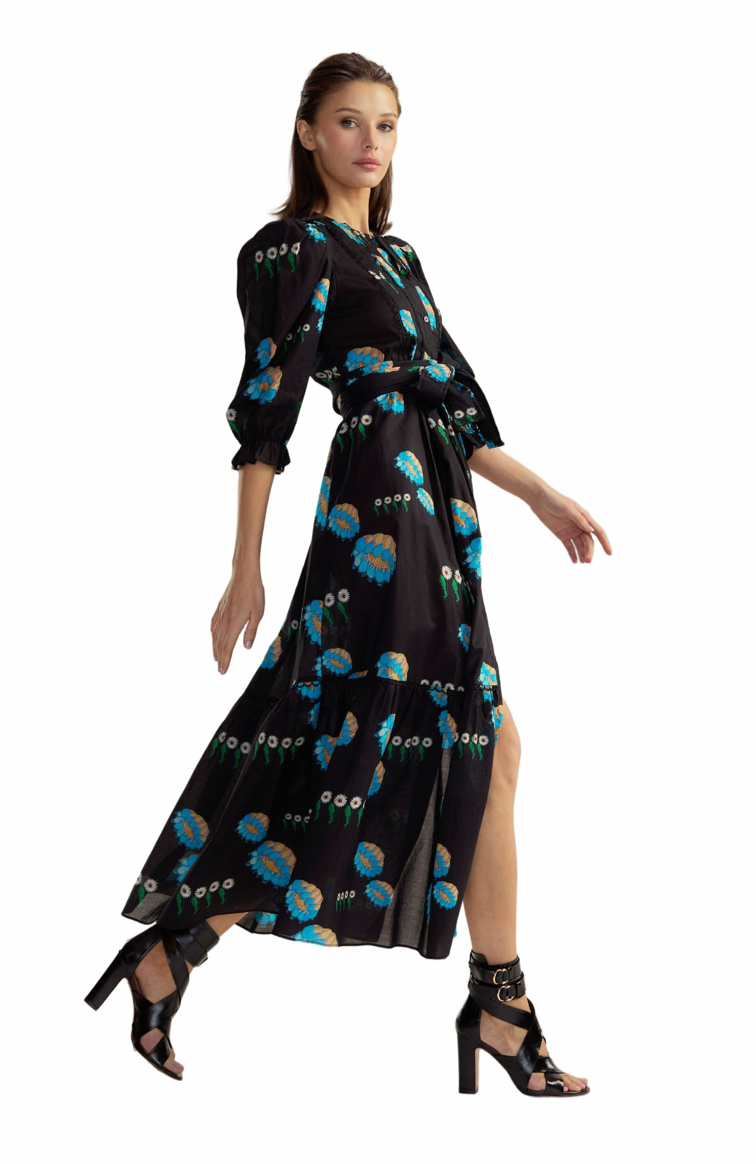 Cynthia Rowley Eve Pintuck Dress in Black Multi at Nordstrom - 4