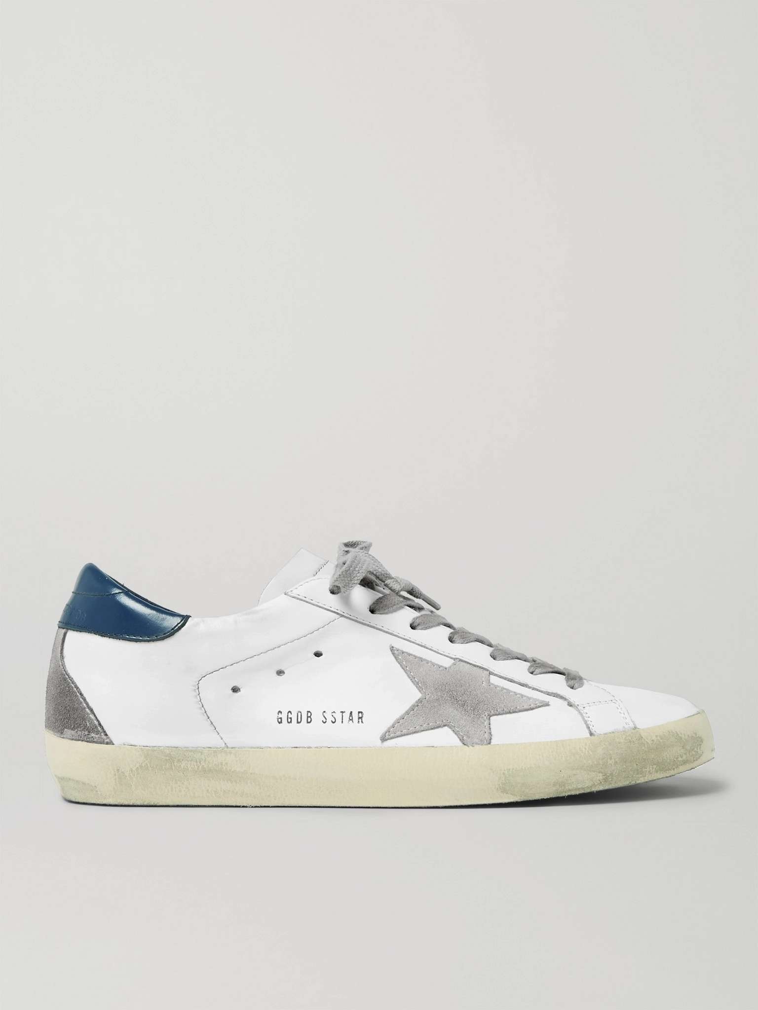 Superstar Distressed Leather and Suede Sneakers - 1