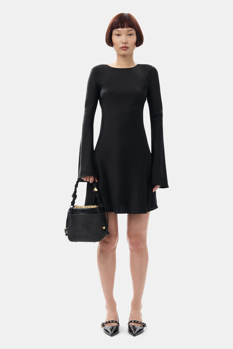 BLACK GANNI BOU BUCKET BAG RAFFIA 3