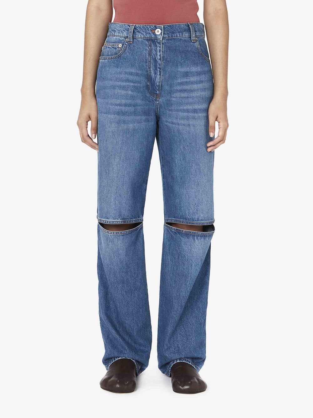 【送料&関税込】J.W. Anderson High-waisted Leather Bootcut T JW Anderson Cut Out Knee Bootcut Jeans | Shopbop