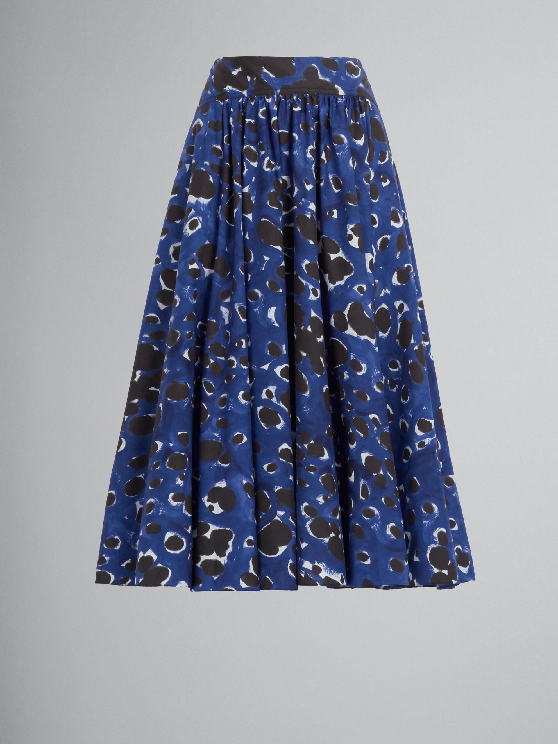 BLUE POP DOTS PRINT POPLIN FULL SKIRT - 1