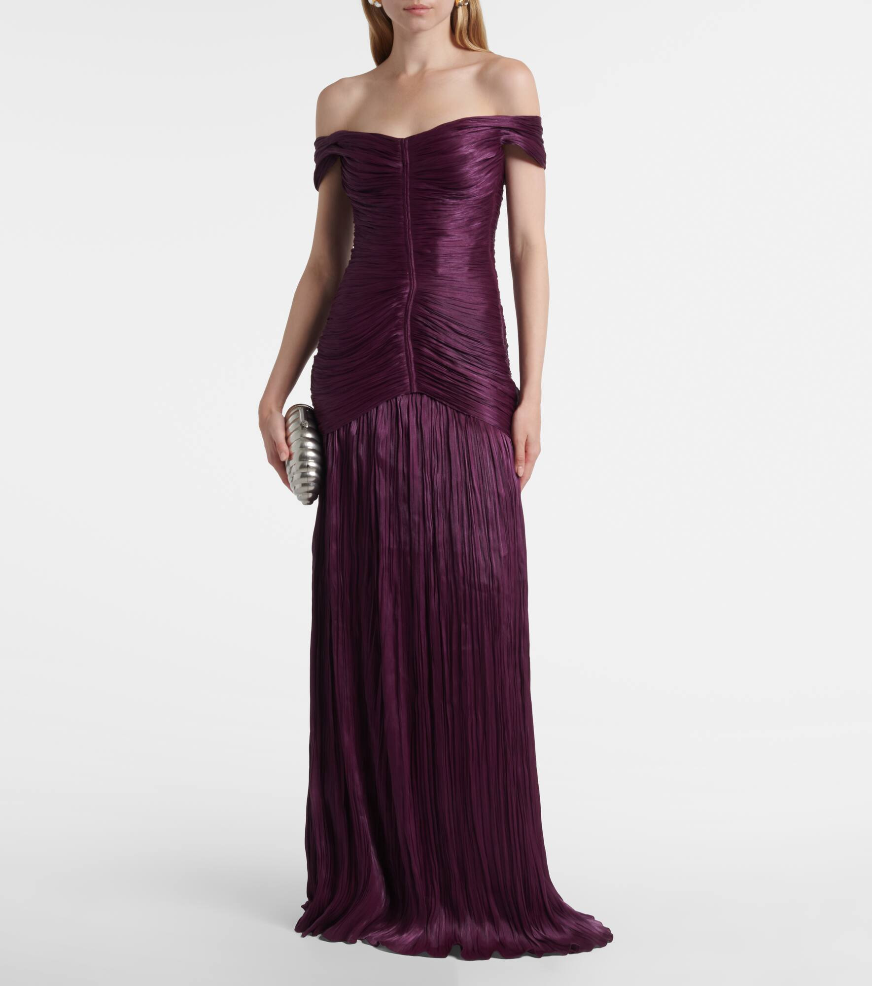 Off-shoulder crêpe bustier gown - 2