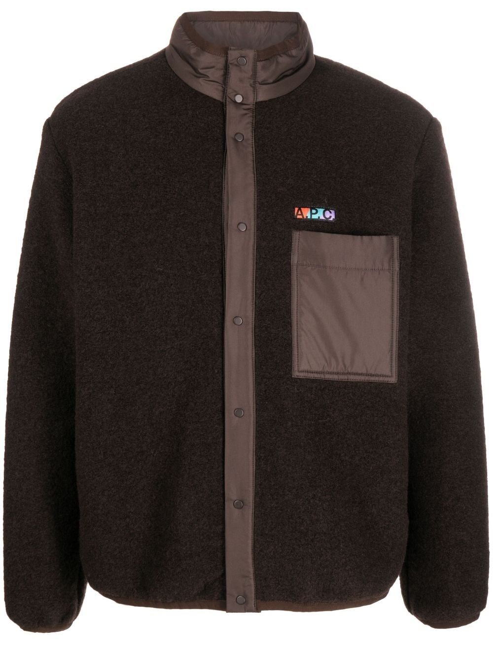 logo-patch wool-blend jacket - 1