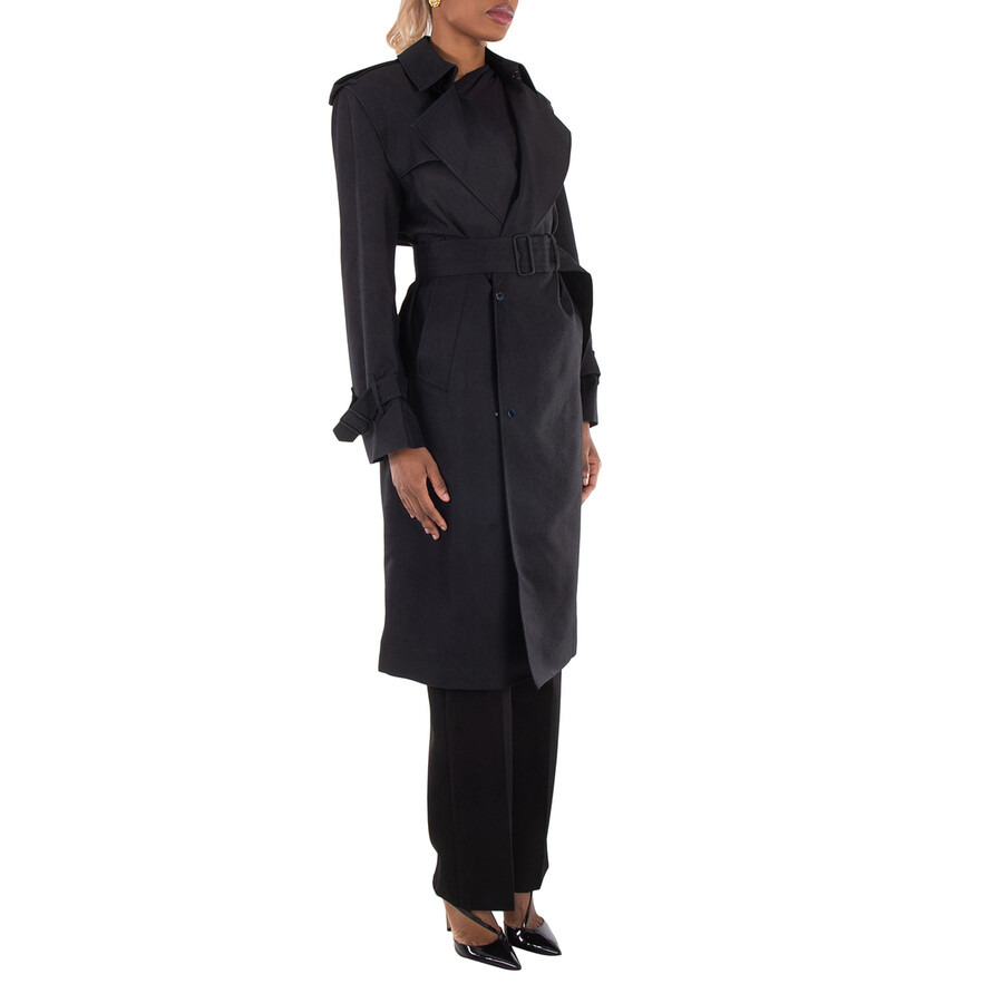 Burberry Silk Blend Double-Breasted Trench Coat - 3