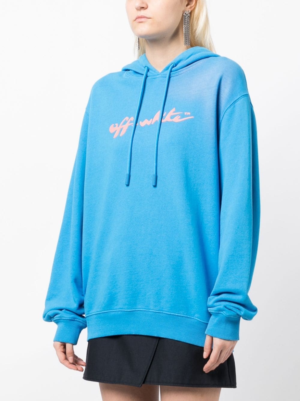 logo-print cotton hoodie - 3