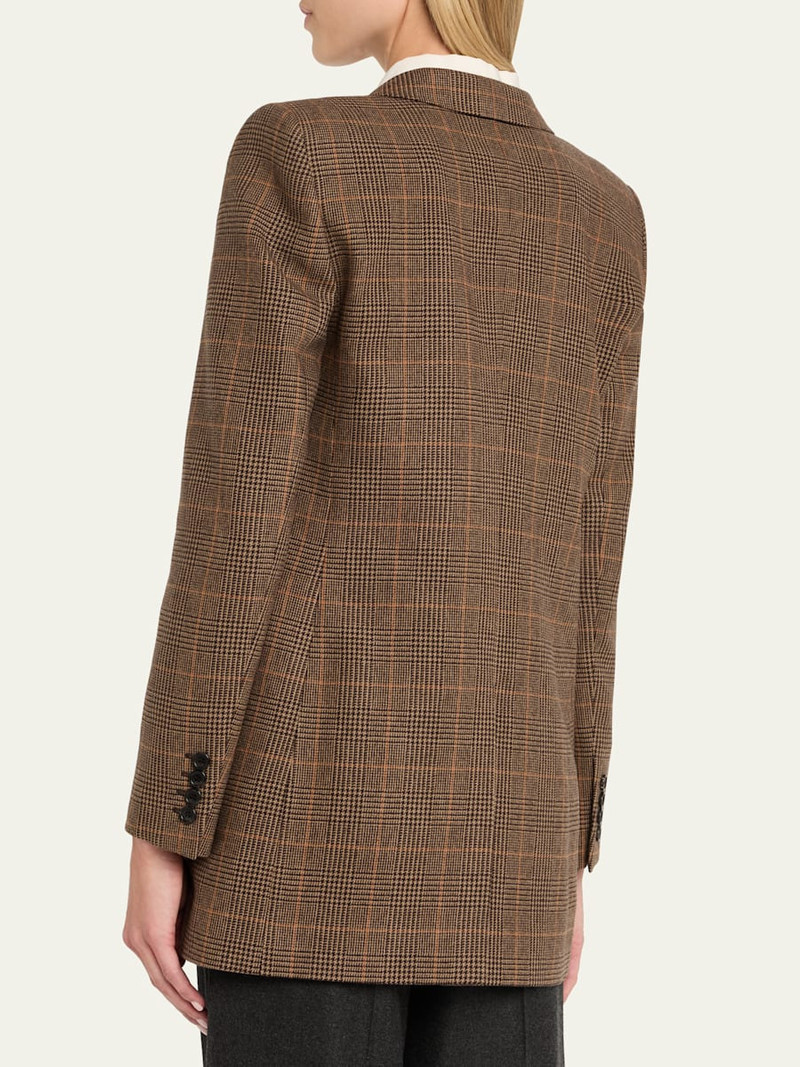 SAINT LAURENT Single-Breasted Slim Houndstooth Plaid Blazer outlook