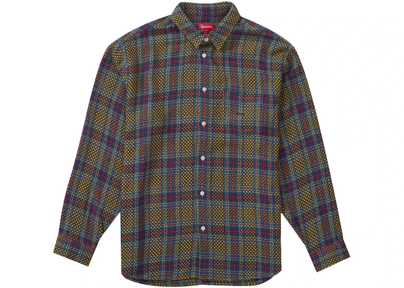Supreme Basket Weave Plaid Shirt Yellow - 1
