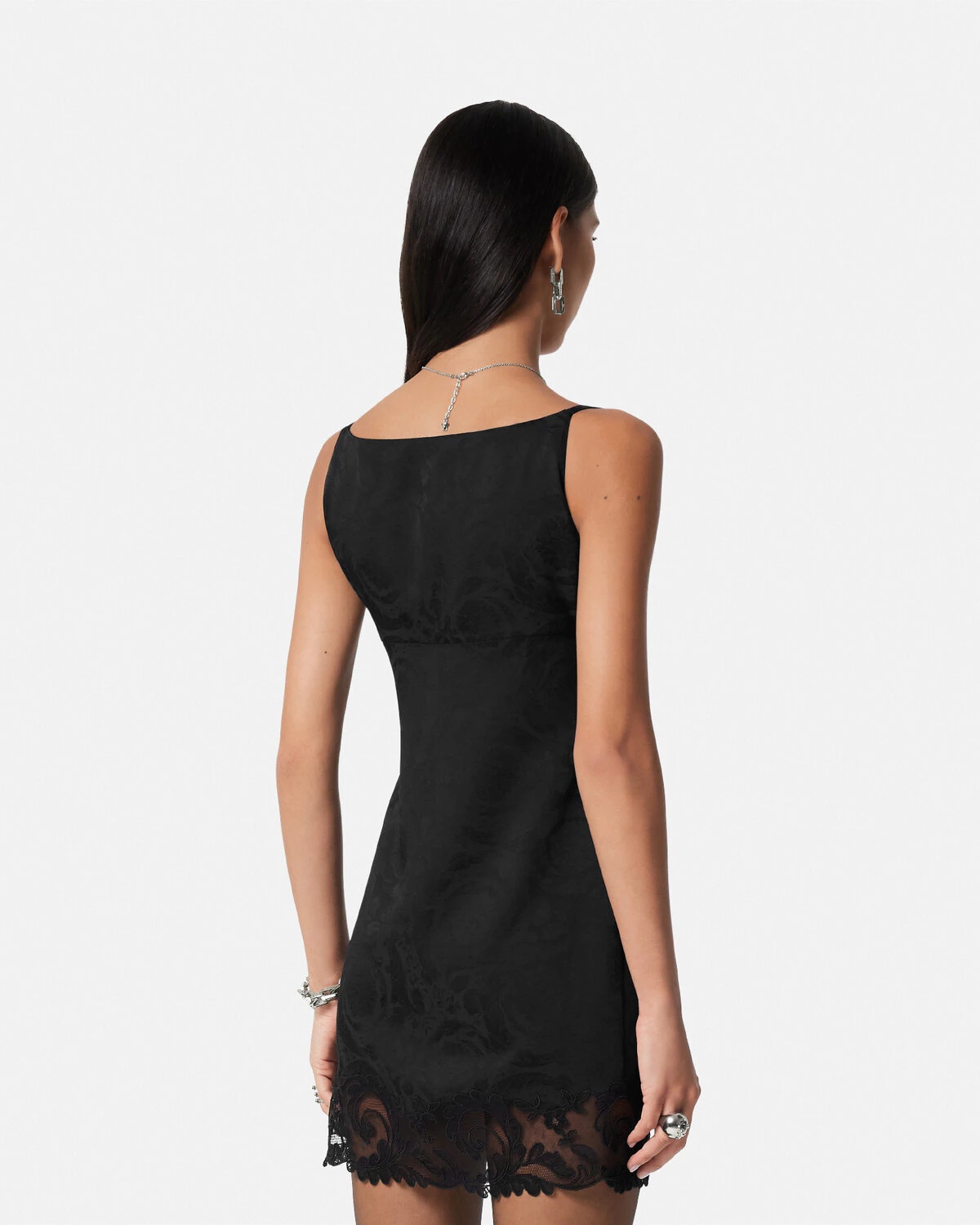 Barocco Lace Cowl Slip Mini Dress - 5