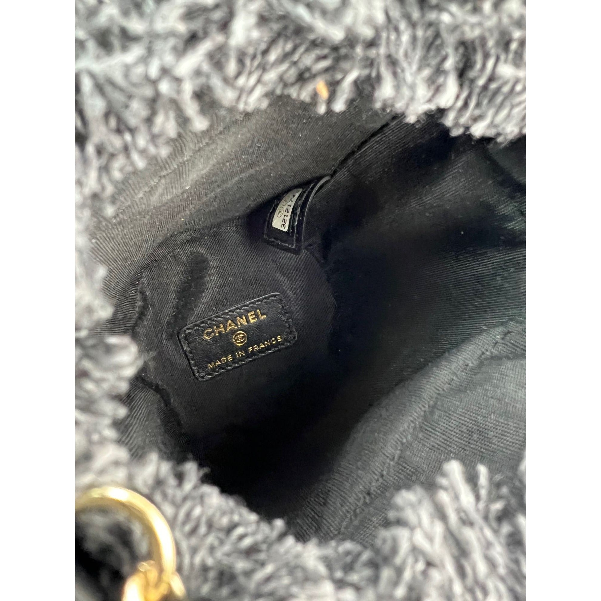 Chanel Denim Quilted Mood Mini Bucket With Chain Black - 4