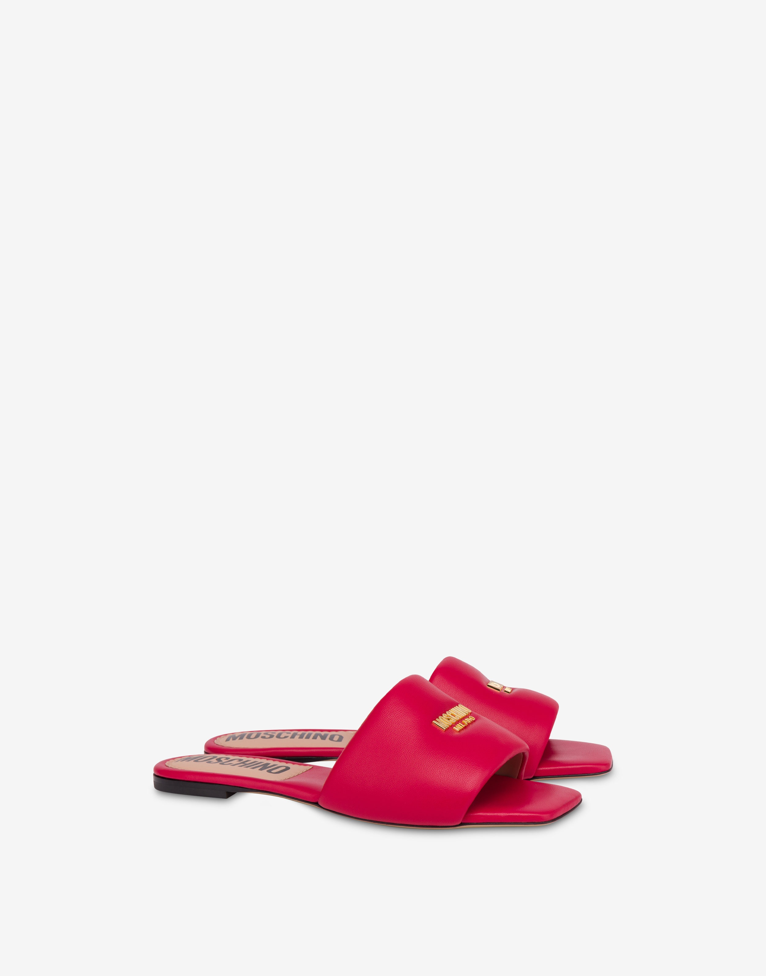 METAL LOGO NAPPA LEATHER FLAT SANDALS - 1