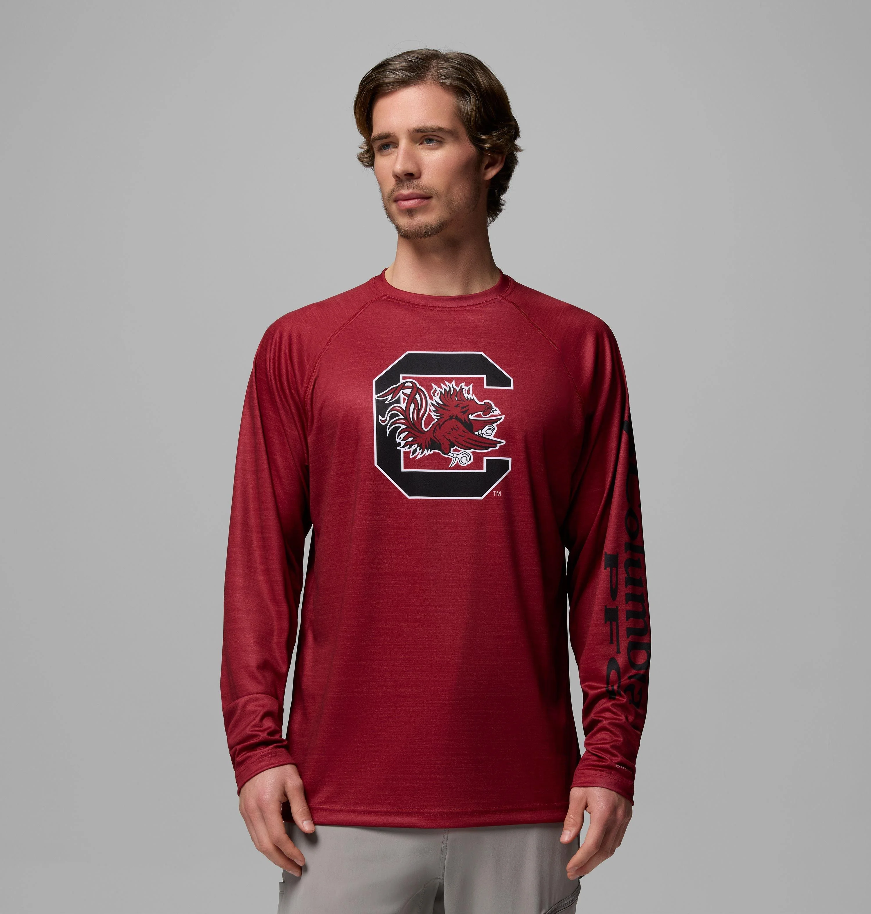 Men's Collegiate PFG Terminal Tackle Heather Long Sleeve Shirt - South Carolina - 1